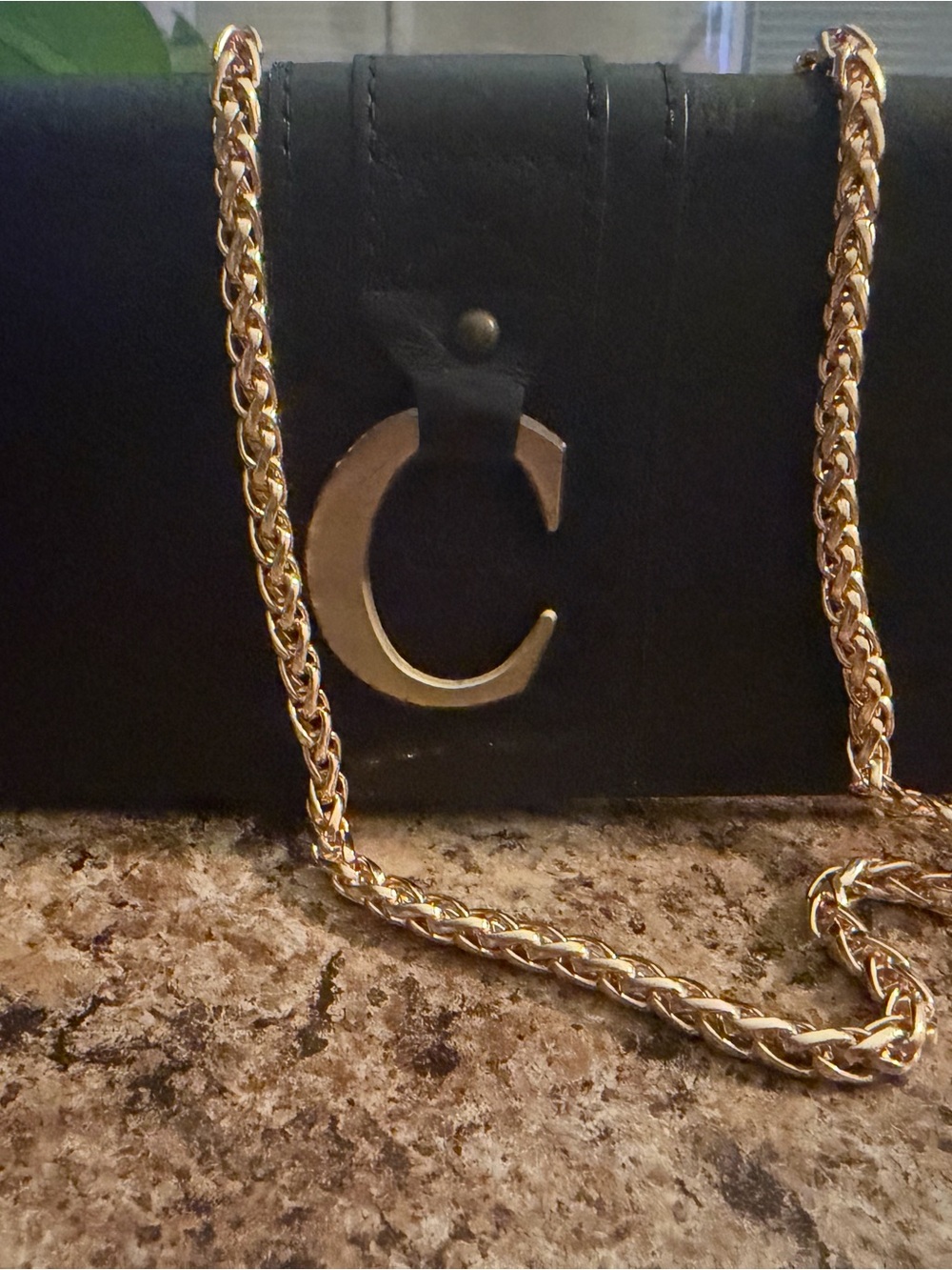 Chloe Gold-Tone Chain Strap Necklace with 'C' Accent